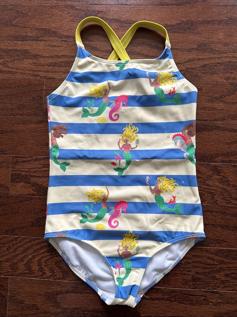 Mini Boden Girls Striped Mermaid One-Piece Swimsuit